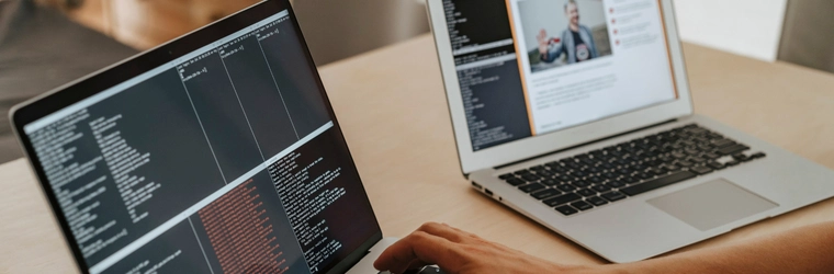 Flutter mobile app development showcased on a smartphone and laptop screen in Dubai